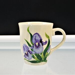 Iris Flowers Mug Lavender Blue And Cream Floral